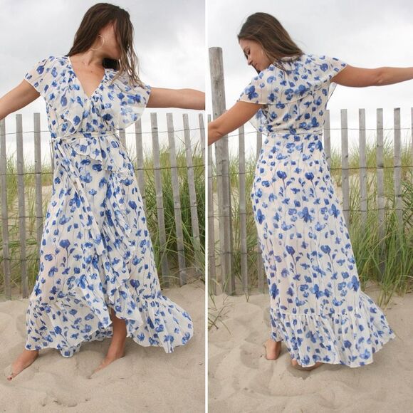 Misa Los Angeles Dresses & Skirts - MISA Los Angeles Thesa Dress in Blue Floral Size S